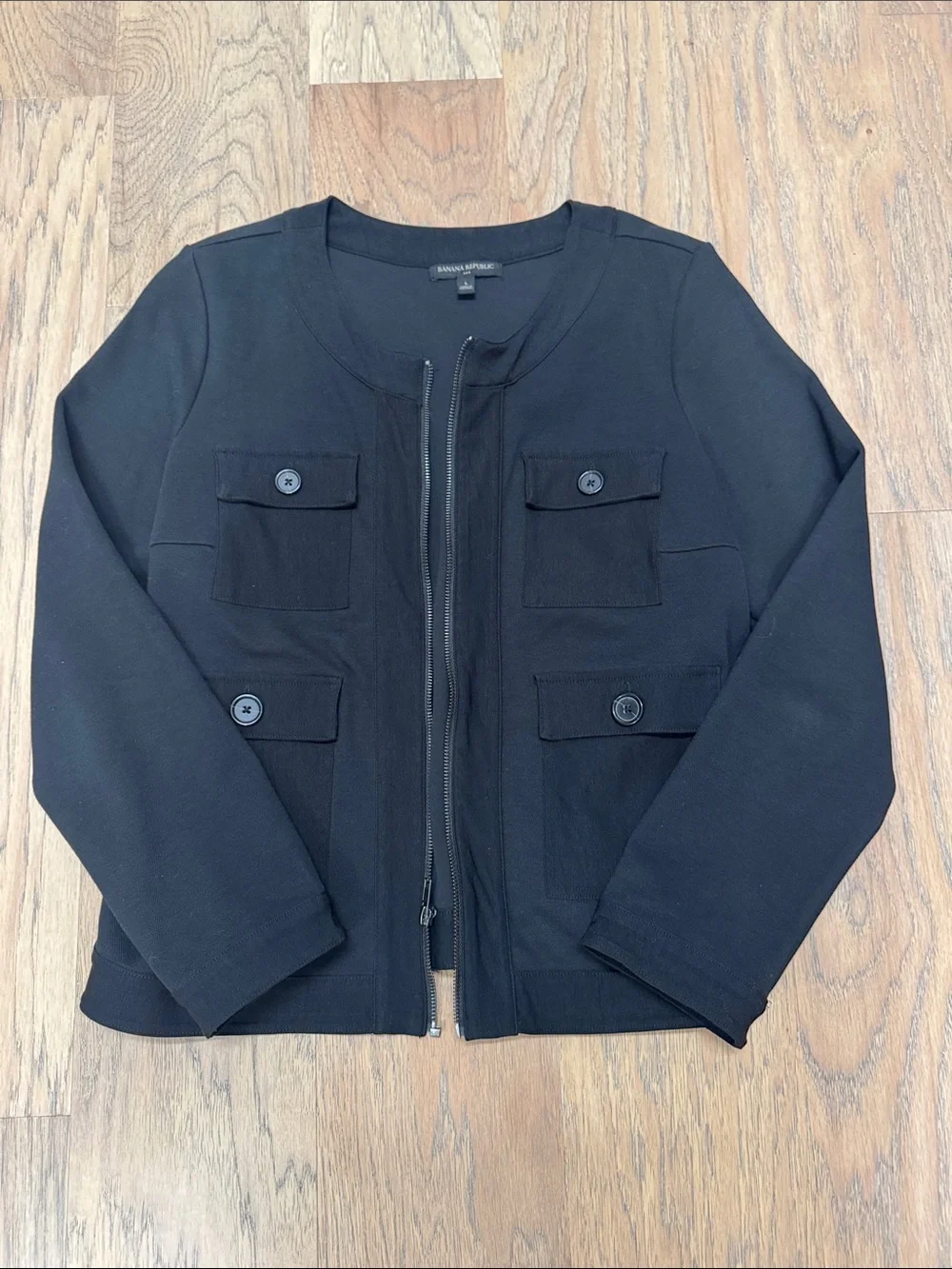 Banana Republic Black Zip Front Pocket Jacket